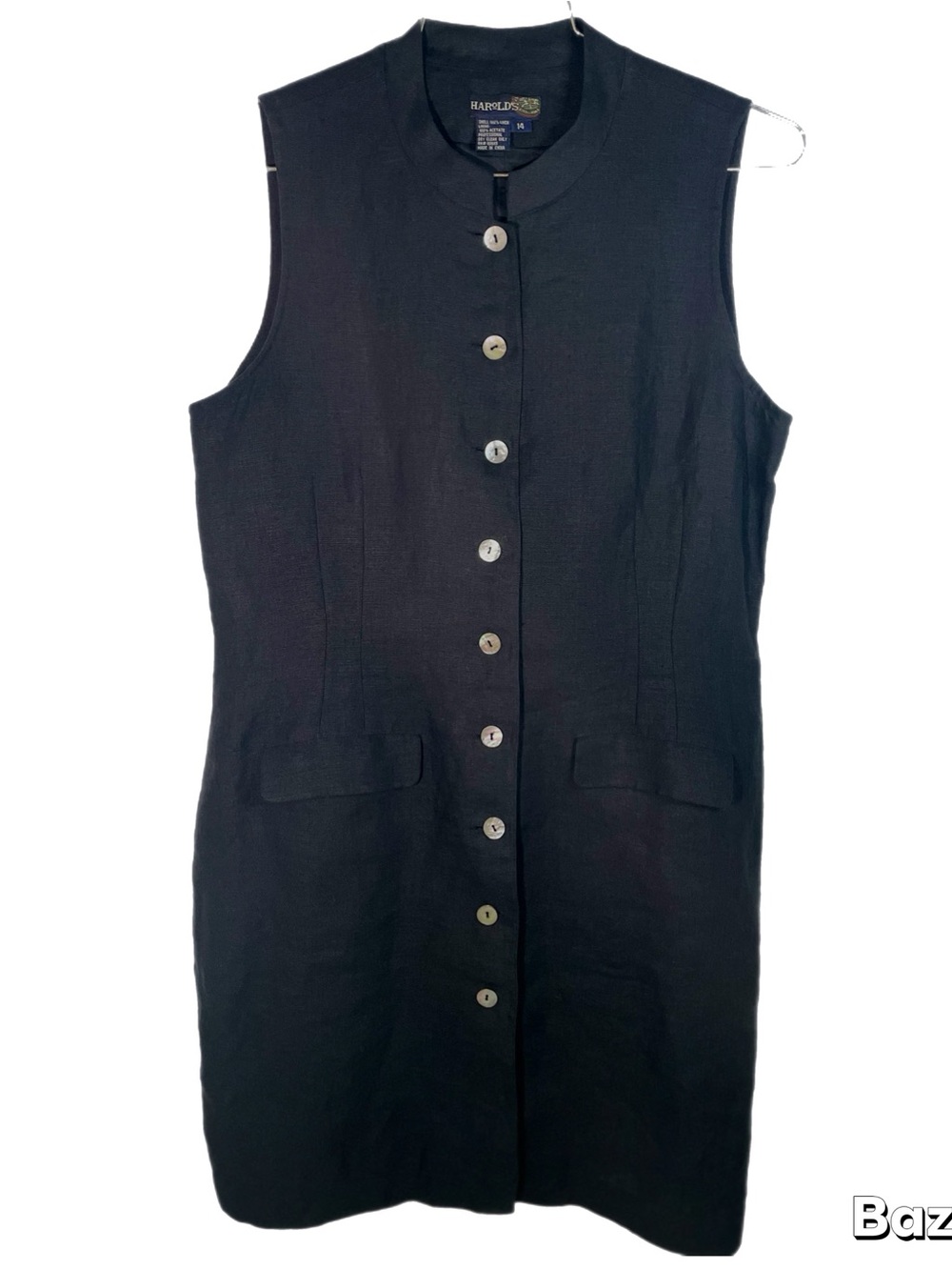 Vintage Harold’s 100% Linen Black Shift Dress